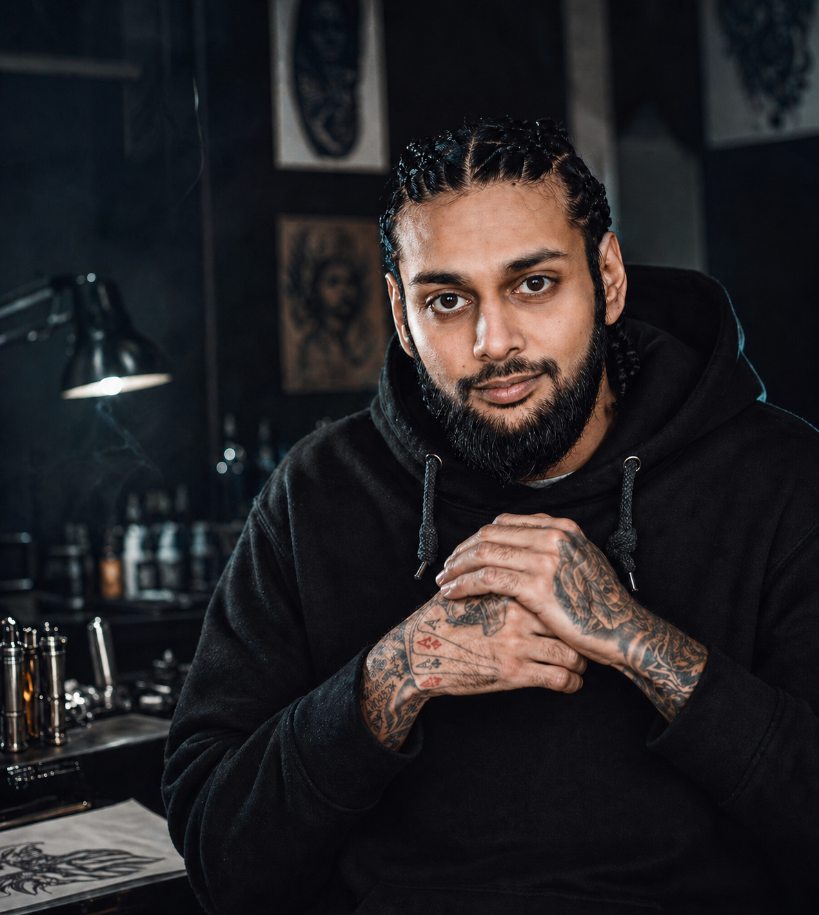 Portrait of the LAZY TATS artist in his private studio